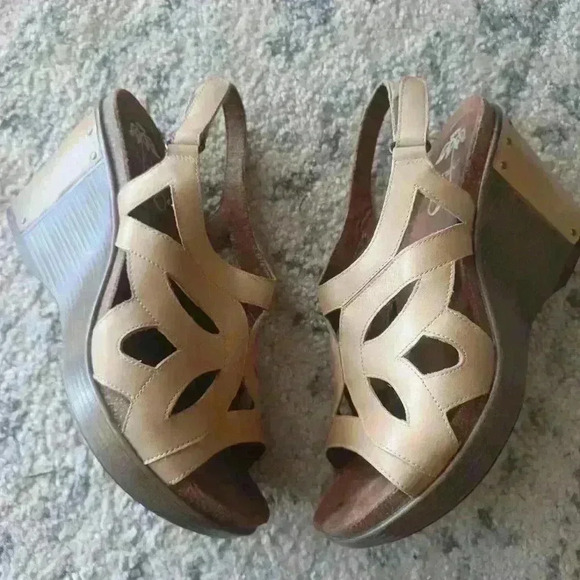 Dansko Womens Tan Leather Felecia Strappy Wedge Heels 41 - Picture 8 of 14